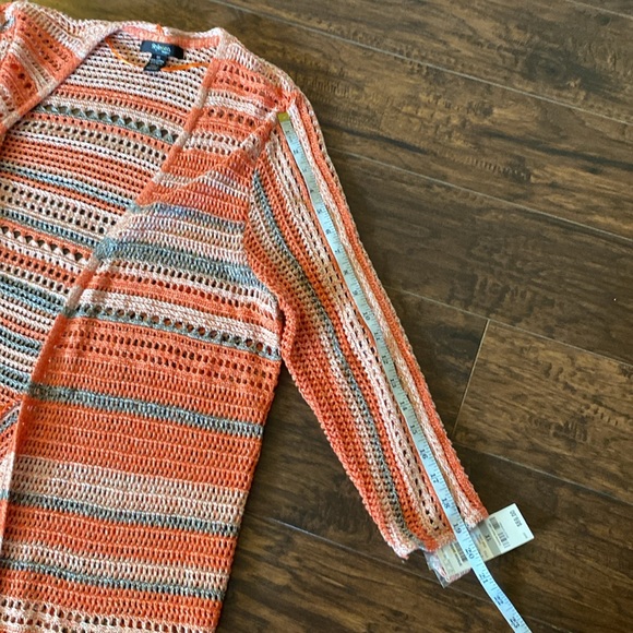 NWT Macy's Style & Co Coral Open Front Crochet Cardigan - Picture 6 of 7